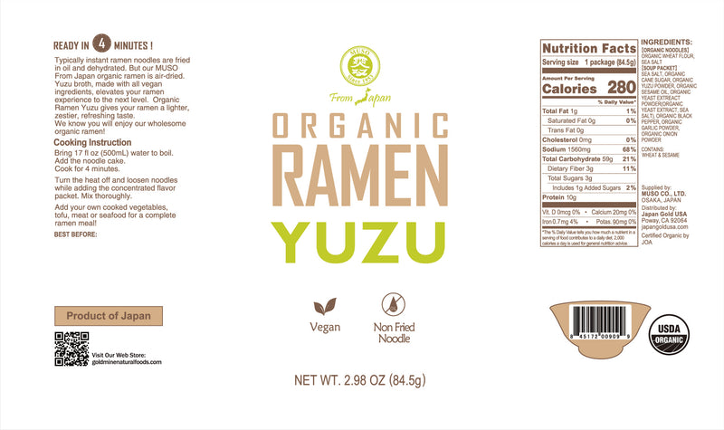 ORGANIC RAMEN, YUZU 2.98 OZ