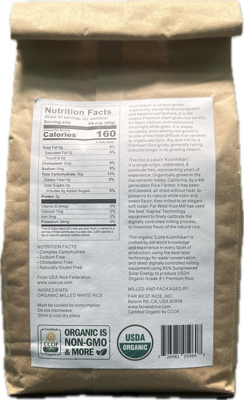 ORGANIC LUNA KOSHIHIKARI RICE 5lb